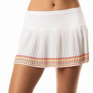 Lucky In Love Neon Boarder Pleated White Tennis Skort Size Medium